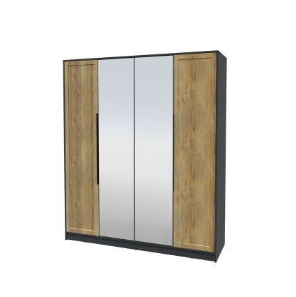 Шкаф распашной Тренд КТ-Ш4 (з) (Антрацит ЛДСП/ Дуб вотан ЛМДФ) Ш1800 В2128 Г547